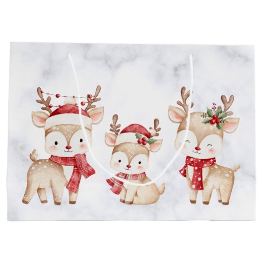 Pastel Christian Christmas Reindeer Gift Bag Groot Cadeauzakje (Achterkant)