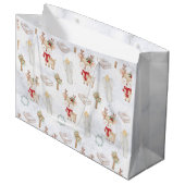 Pastel Christian Christmas Reindeer Gift Bag Groot Cadeauzakje (Voorkant Gekanteld)