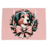 Pastel Christmas Australian Shepherd Krans Groot Cadeauzakje (Voorkant)