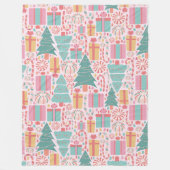Pastel Christmas Cheer Naadloos Patroon Fleece Deken (Voorkant)