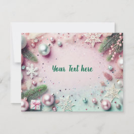 Pastel Christmas Glitter Background with Ornaments Feestdagenkaart