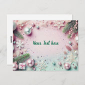Pastel Christmas Glitter Background with Ornaments Feestdagenkaart (Voorkant / Achterkant)