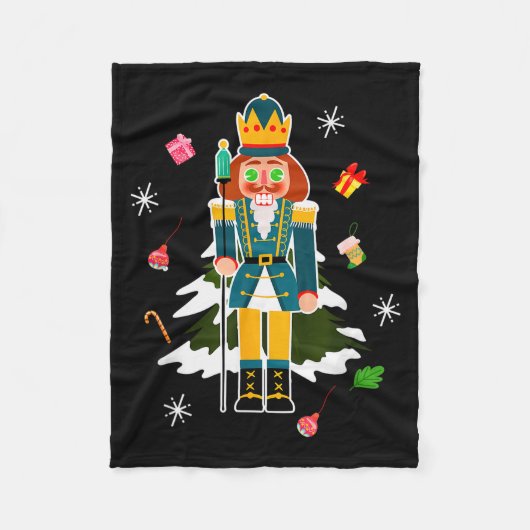 Pastel Christmas Nutcracker In Snow Christmas Fleece Deken (Voorkant)