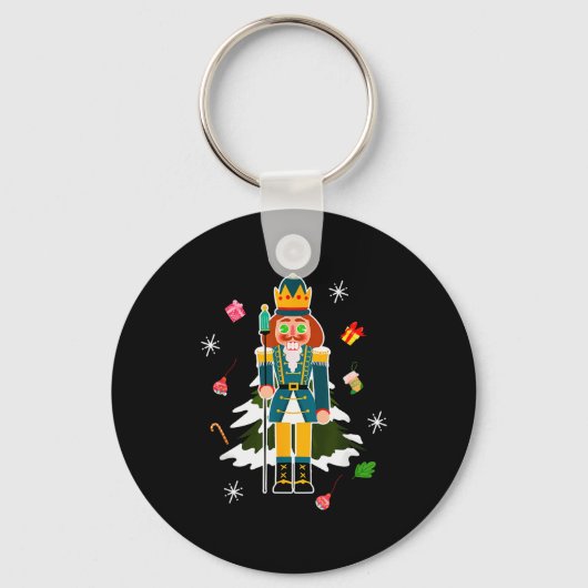 Pastel Christmas Nutcracker In Snow Christmas Sleutelhanger (Voorkant)