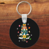 Pastel Christmas Nutcracker In Snow Christmas Sleutelhanger (Voorkant)