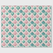 Pastel Christmas Ornaments Wrapping Paper Cadeaupapier (Vlak)
