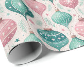 Pastel Christmas Ornaments Wrapping Paper Cadeaupapier (Rol Hoek)