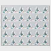 Pastel Christmas | Oversized blauw roze Ornamenten Cadeaupapier (Vlak)