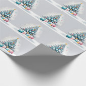 Pastel Christmas | Oversized blauw roze Ornamenten Cadeaupapier (Hoek)