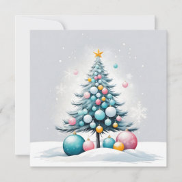 Pastel Christmas | Oversized blauw roze Ornamenten Feestdagenkaart