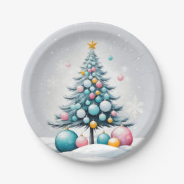 Pastel Christmas | Oversized blauw roze Ornamenten Papieren Bordje