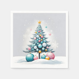 Pastel Christmas | Oversized blauw roze Ornamenten Servet