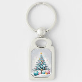 Pastel Christmas Oversized Blue Pink Ornament Sleutelhanger (Voorkant)