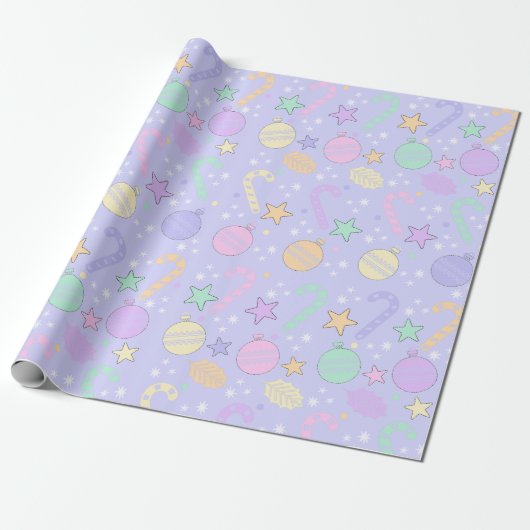 Pastel Christmas Pattern Cadeaupapier (Uitgerold)
