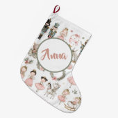 Pastel Christmas Pattern Custom Name Stocking Grote Kerstsok (Voorkant (Hangend))