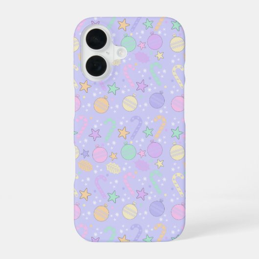 Pastel Christmas Pattern iPhone 16 Hoesje (Achterkant)