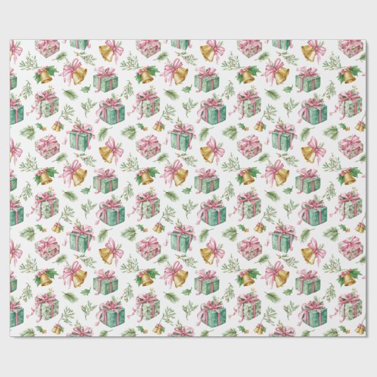 Pastel Christmas Pattern Wrapping Paper Cadeaupapier (Vlak)