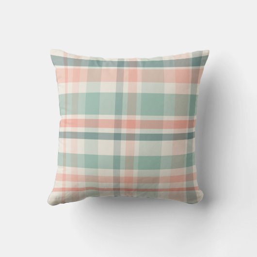 Pastel Christmas Plaid two Kussen (Achterkant)