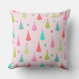 Pastel Christmas Tree Throw Pillow Kussen