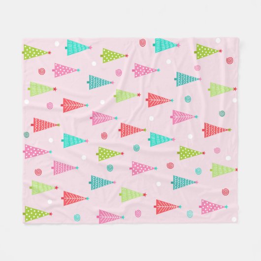 Pastel Christmas Trees Fleece Blanket (Voorkant (Horizontaal))