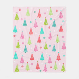 Pastel Christmas Trees Fleece Blanket Deken