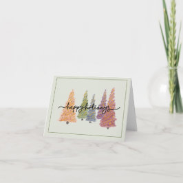Pastel Christmas Trees “Happy Holidays” Card Bedankkaart