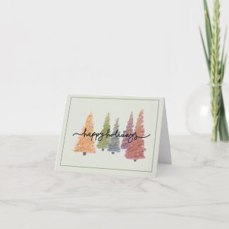 Pastel Christmas Trees “Happy Holidays” Card Bedankkaart