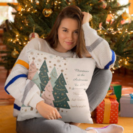 Pastel Christmas Trees Personalized Holiday Kussen