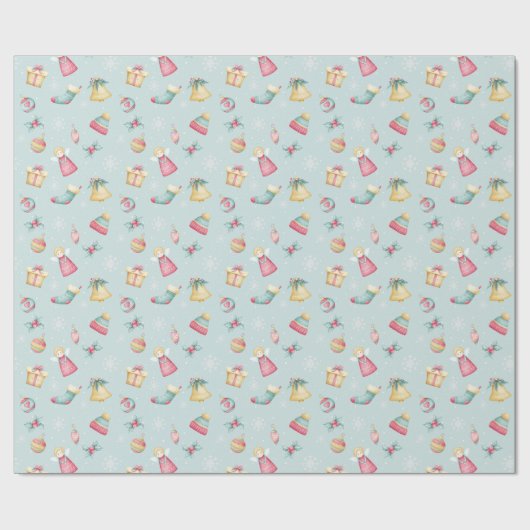 Pastel Christmas Wrapping Paper Cadeaupapier (Vlak)