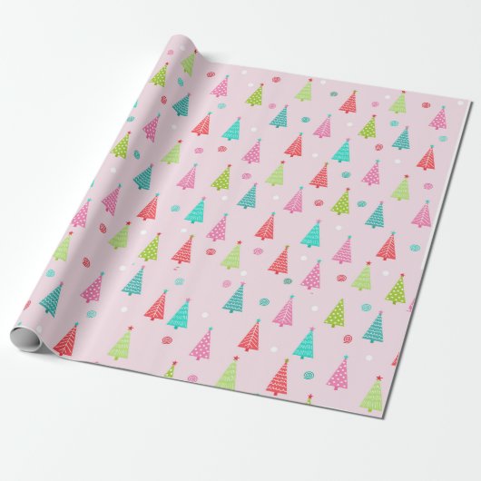 Pastel Christmas Wrapping Paper Cadeaupapier (Uitgerold)