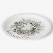Pastel Christmas Wreath & Custom Name Paper Plates Papieren Bordje (Gekanteld)