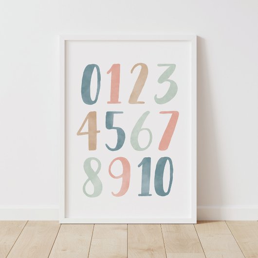 Pastel Cijfers Meisjes Babykamer Decor Poster