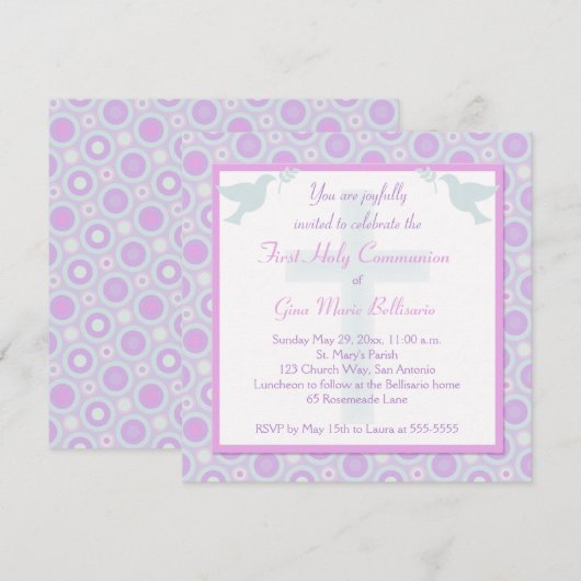 Pastel Circles First Heilige Communauteit Uitnodig Kaart (Voorkant / Achterkant)