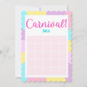 Pastel Circus Baby shower bingo spel Uitnodiging