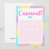 Pastel Circus Baby shower bingo spellen Uitnodigin Kaart (Voorkant / Achterkant)