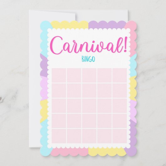 Pastel Circus Baby shower bingo spellen Uitnodigin Kaart (Voorkant)