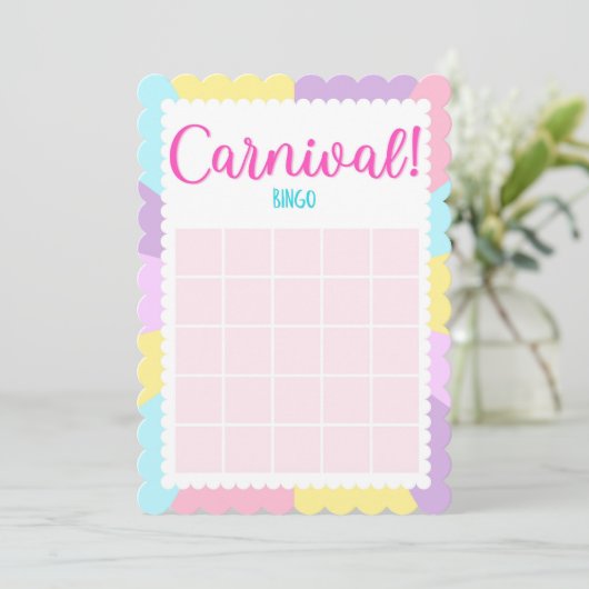 Pastel Circus Baby shower bingo spellen Uitnodigin Kaart (Staand voorkant)
