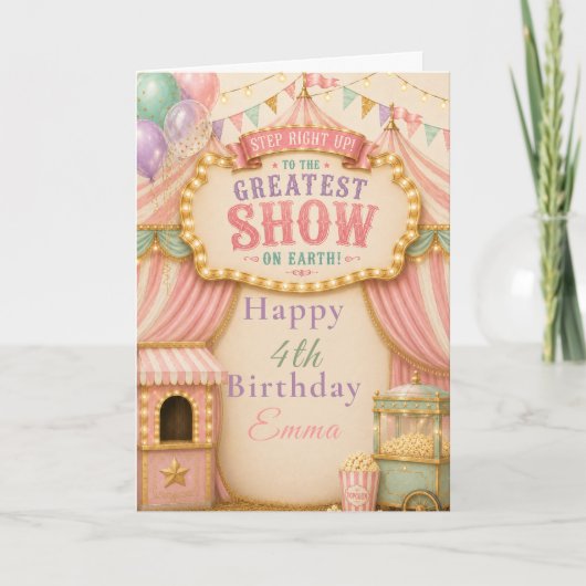 Pastel Circus Feest Kaart (Voorkant)