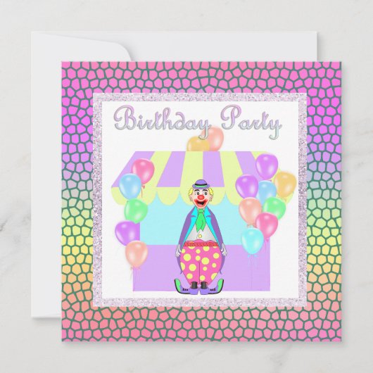 PASTEL CIRCUS GESLOTEN BIRTHDAY PARTIJ INVITATIE KAART (Voorkant)