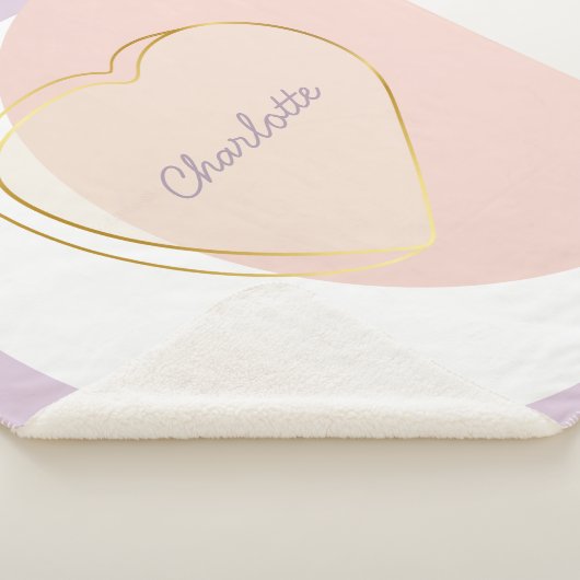 Pastel cirkels en hart met de naam van het kind sherpa deken (3/4)