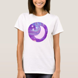 Pastel-cirkelvormig moon en sterrenkunst t-shirt
