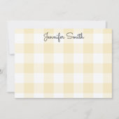 Pastel Citroen Geel Groot Gingham Notitiekaartje (Voorkant)