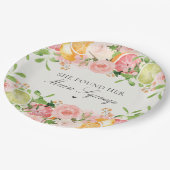 Pastel Citrus Bloem Hoofd Pers Bruidsmeisjesfeest Papieren Bordje (Gekanteld)