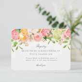 Pastel Citrus Bloemen Bruids Registry Insert Informatiekaartje (Staand voorkant)