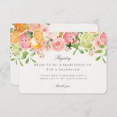 Pastel Citrus Bloemen Bruids Registry Insert Informatiekaartje (Voorkant / Achterkant)