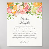 Pastel Citrus Bloemen Kleine Leuke Luier Gedachten Poster (Voorkant)