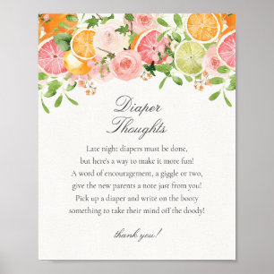 Pastel Citrus Bloemen Kleine Leuke Luier Gedachten Poster
