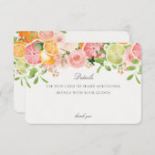 Pastel Citrus Bloemige Knuffel Evenement Details I Informatiekaartje (Voorkant / Achterkant)