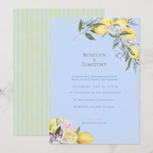 Pastel Citrus Blue Watercolor Floral Wedding