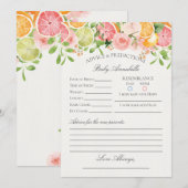 Pastel Citrus Floral Cutie Advies voor Baby Kaart (Voorkant / Achterkant)